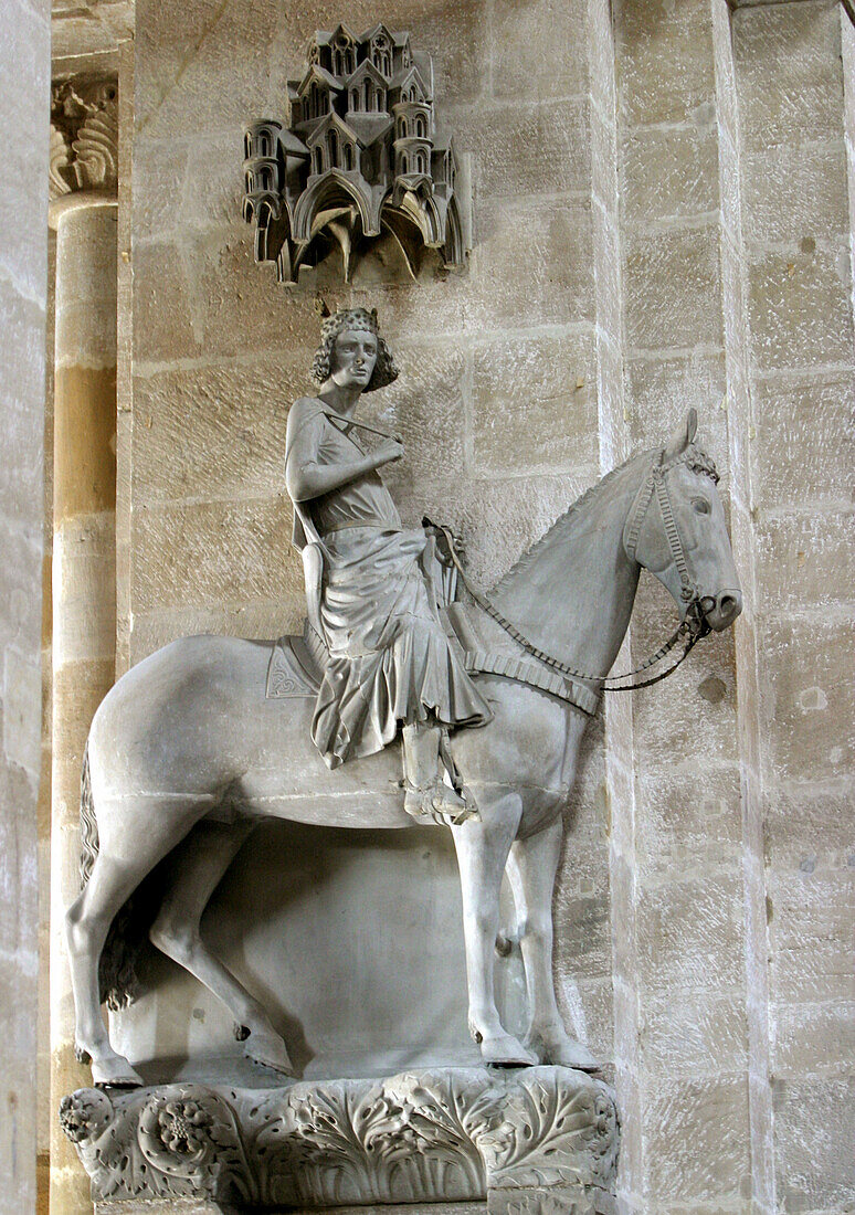 Bamberger Reiter, statue at Bamberg cathedral, Bamberg, Bavaria, Germany, Europe