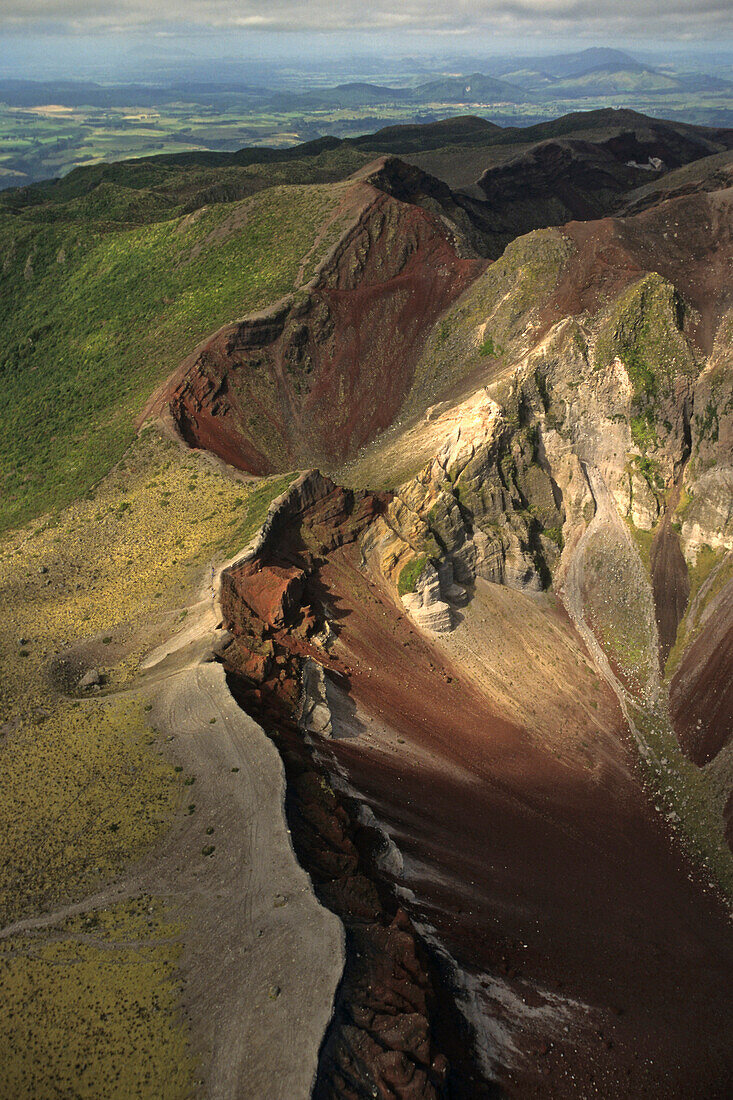 aerial of Mount Tarawera volcano, North Island New Zealand