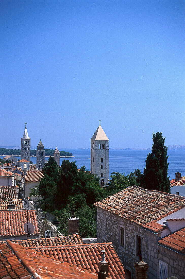 Church towers, Oldtown, Rab Croatia