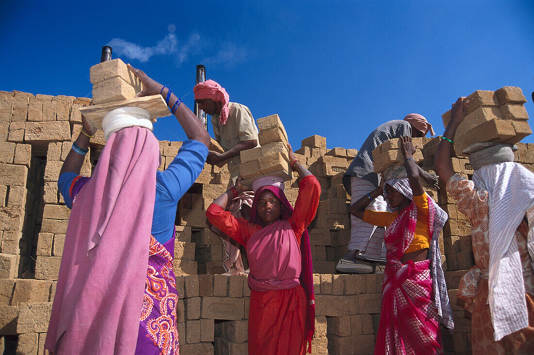 Women in a brickyard, Bihar India