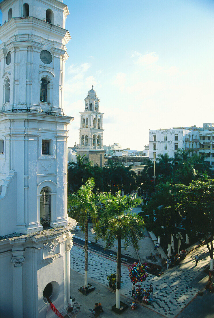 Townhall tower and cathedral, Veracruz Mexico