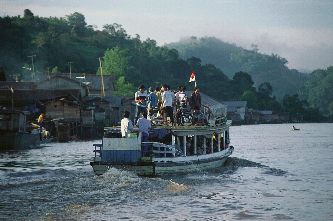 Boat on Mahakam River, Kalimantan, Borneo, Indonesia