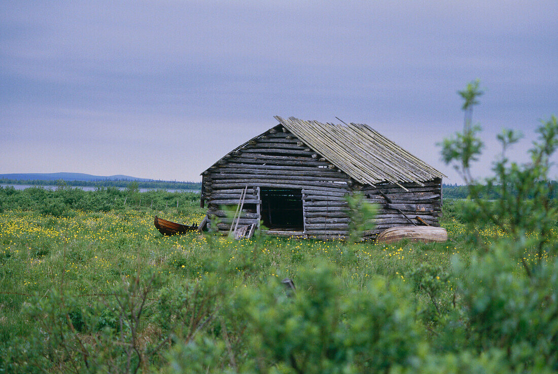 Alte Scheune aus Holz, Lappland, Finnland, Europa