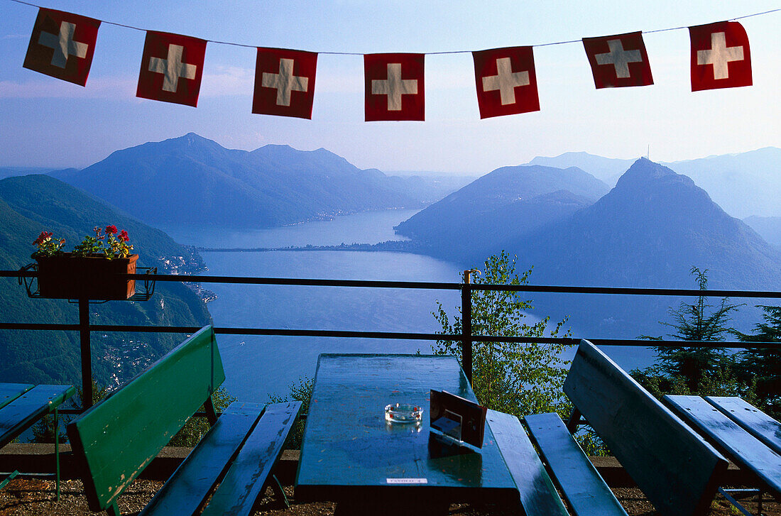 Biergarten, Monte Bré, Lago di Lugano, Tessin Switzerland