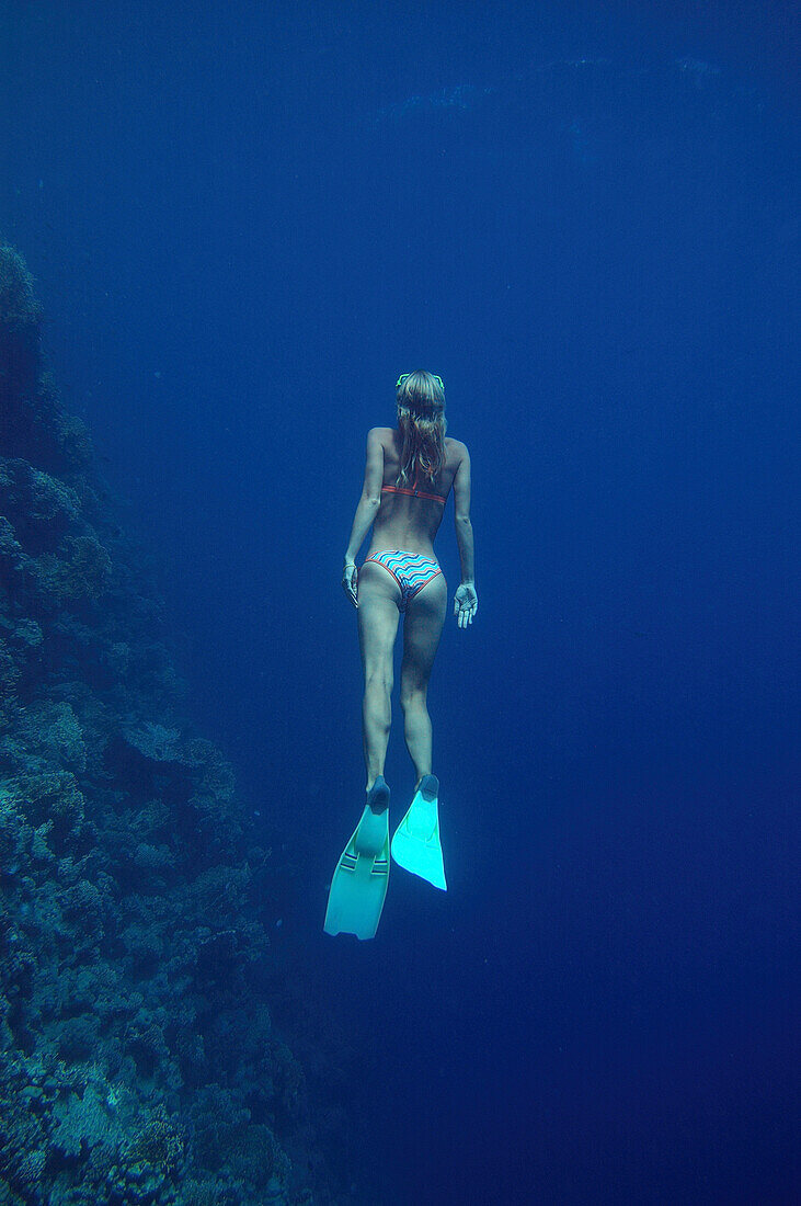 Frau unterwasser, Freediving, Soma Bay, Hurghada, Ägypten