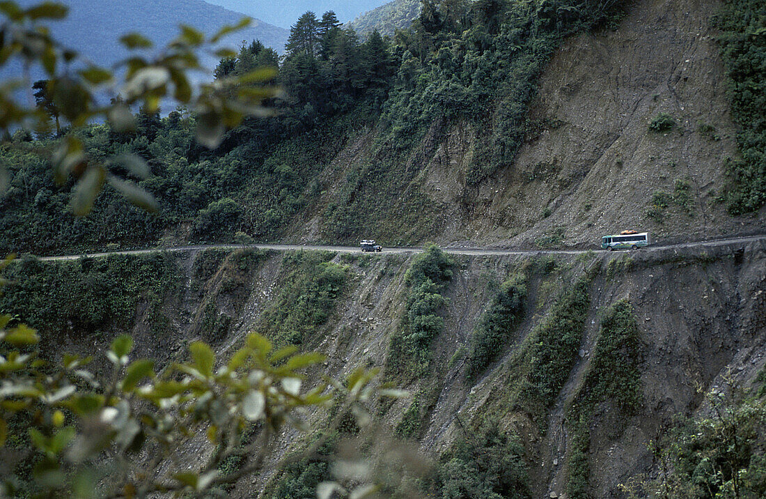 Road in the mountains, Yungas, Coroico, Bolivia