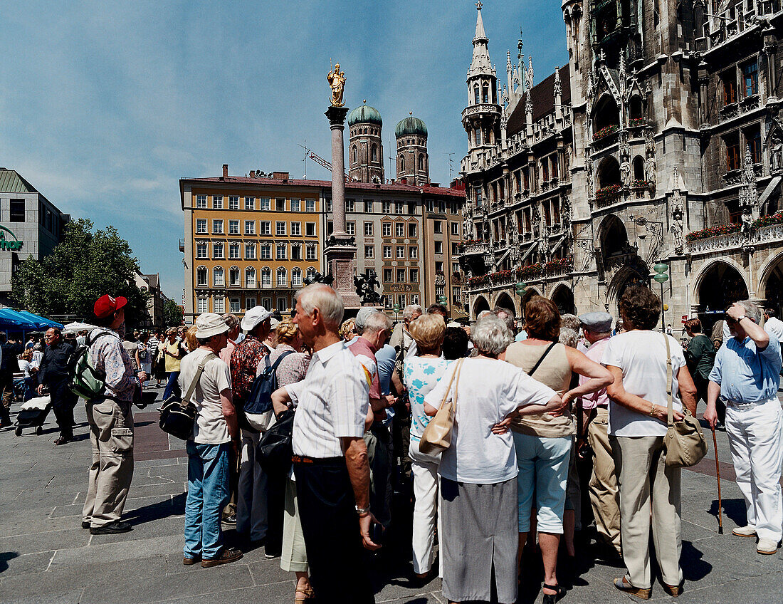 Tourists, Sightseeing, Marienplatz, Munich Bavaria, Germany