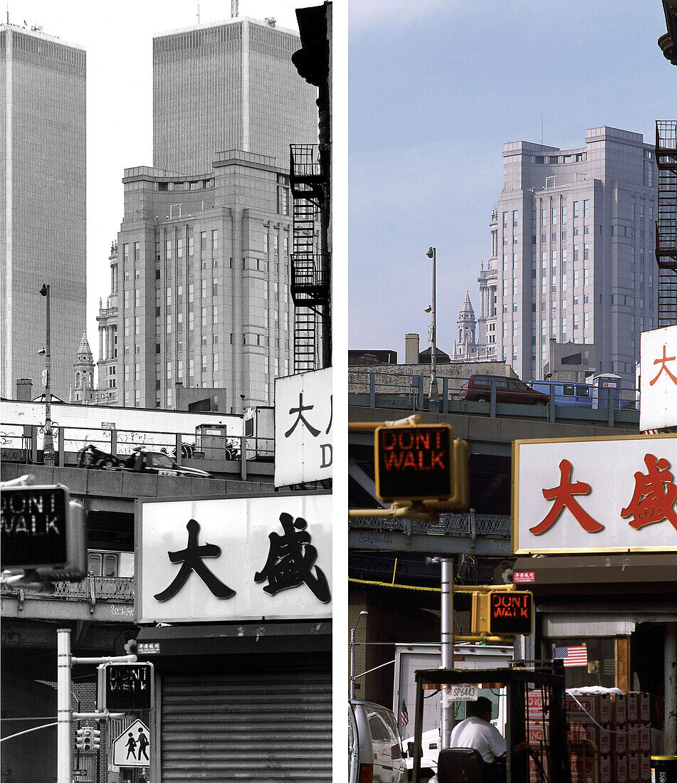 Chinatown, NYC before and after, USA, New York City, before and after the destruction of the World Trade Center WTC, , Images of a City Buch, S.78/79