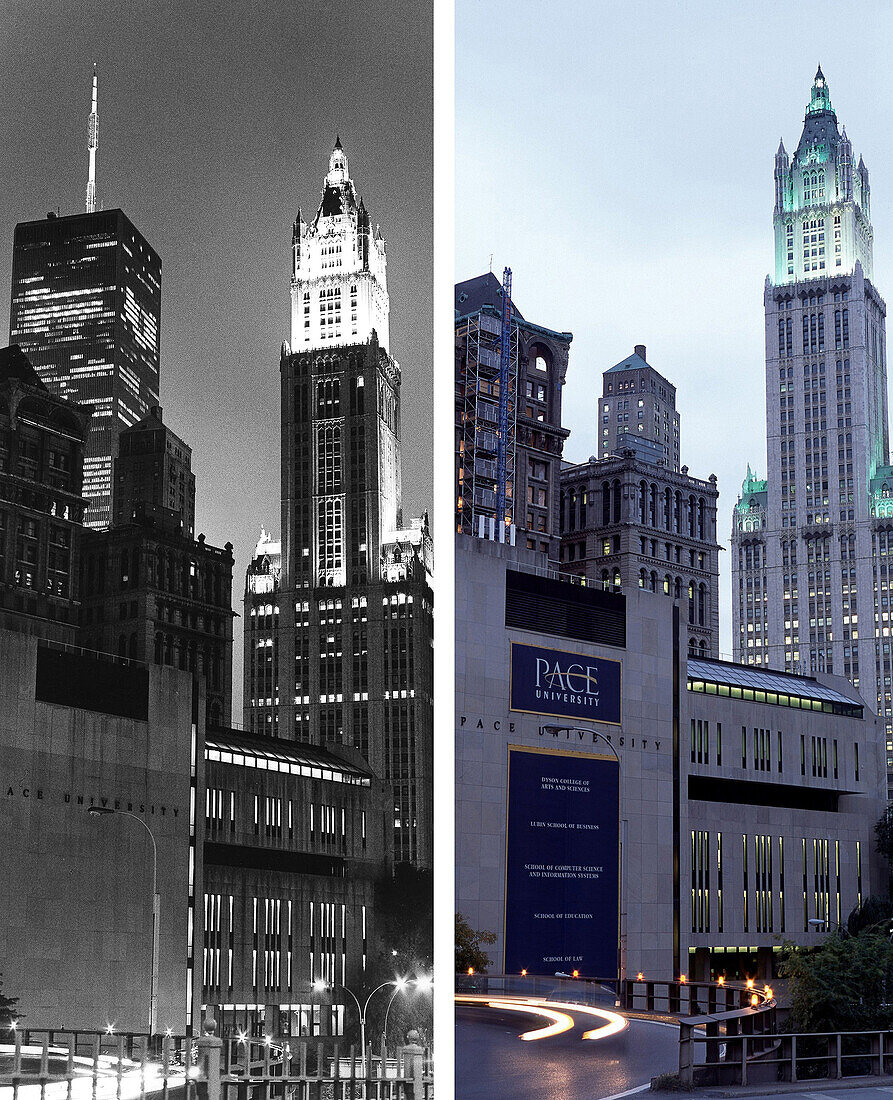 Wookworth Building, USA, New York City, before and after the destruction of the World Trade Center WTC, , Images of a City Buch, S. 38/39
