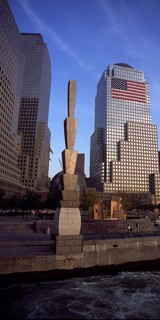 USA, New York City Battery Park, New York City, Battery Park, Oktober 2001Skyline ohne WTCEnglish:, USA, New York City without WTC, October 2001, Battery Parc