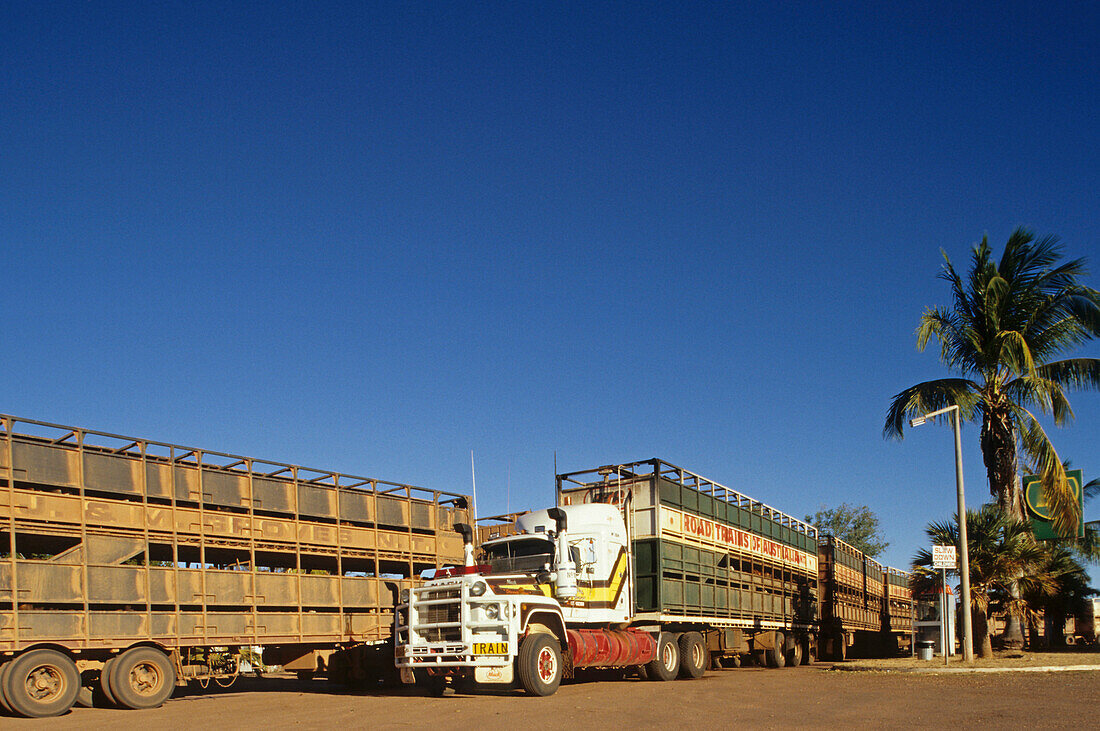 road trains, roadhouse, Stuart Highway,  South Australia