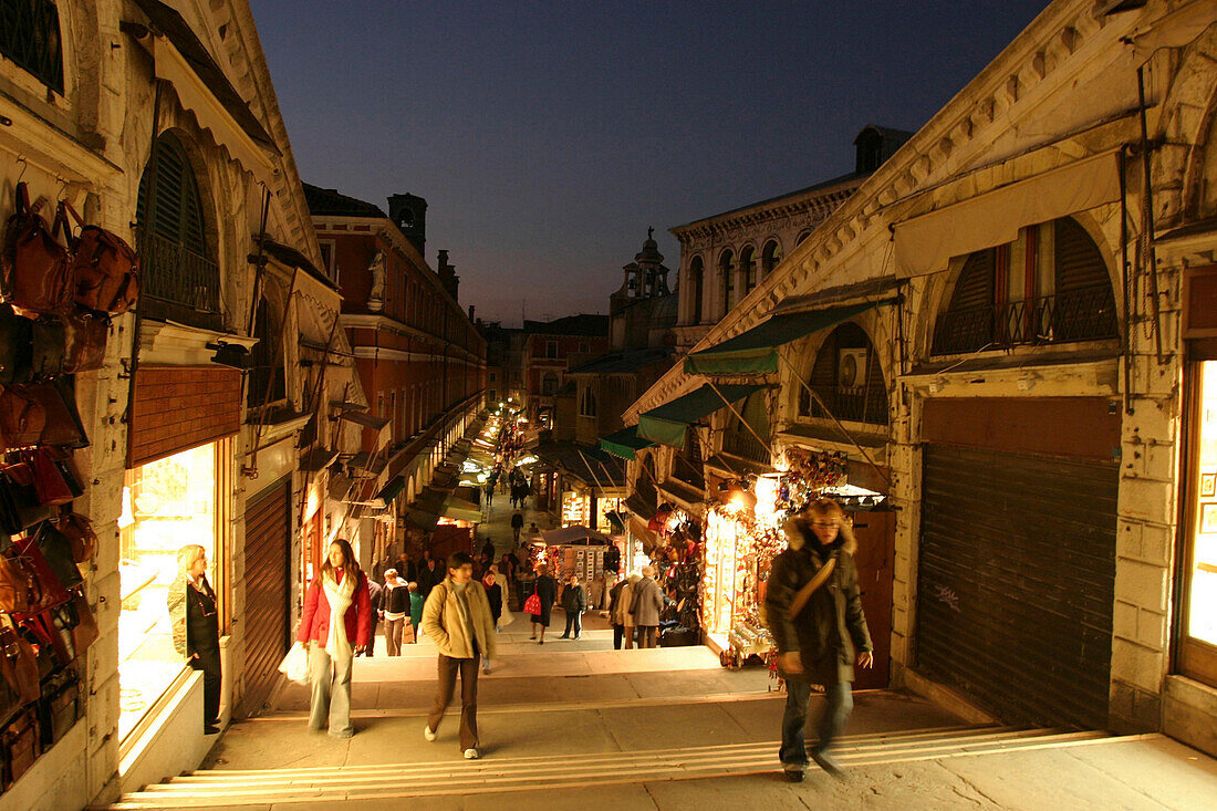 Rialto Market in the evening in San Polo, Venice, Italy