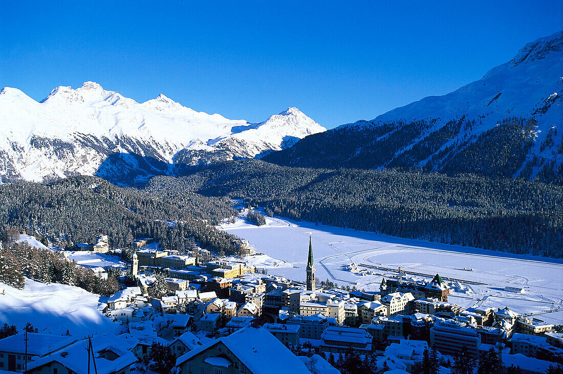 Panorama of St. Moritz, Engadin, Grisons, Switzerland