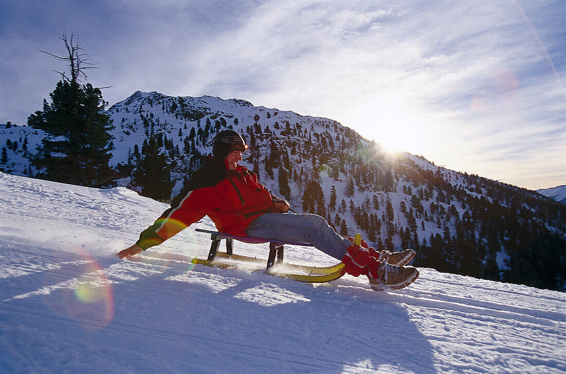 Sledding from Staller Sattel, Antholz, South Tyrol Italy