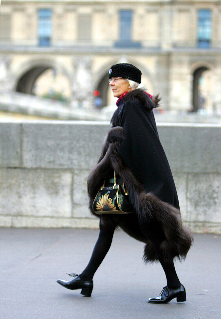 Lady dressed in black, St. Germain, Paris, France