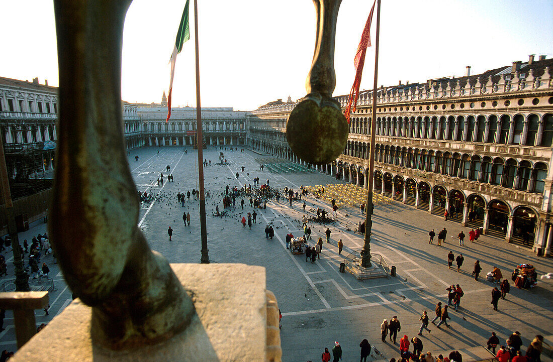 Piazza San Marco and the hoofes of the horse figure, Venice, Italy