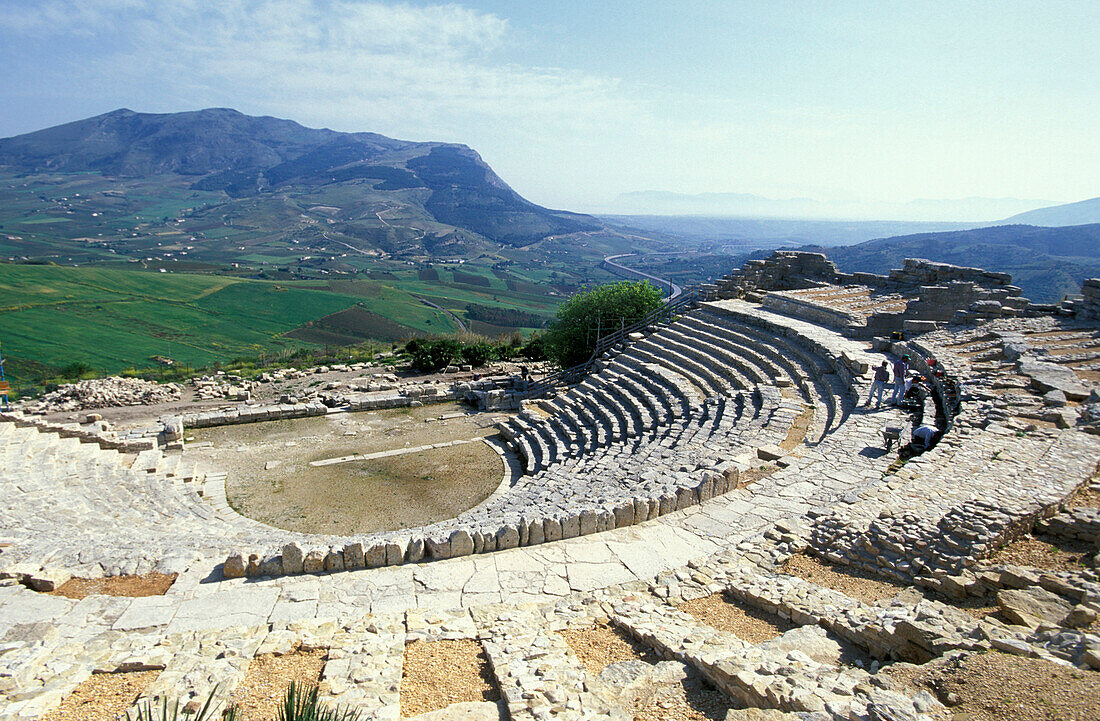 Roman theater in the sunlight, Segesta, Sicily, Italy, Europe