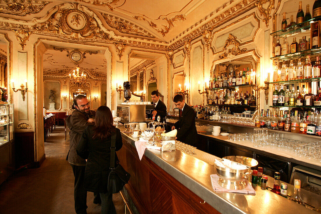 People inside Cafe Piatti, Torino, Piedmont, Italy, Europe