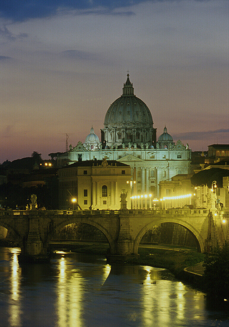 St. Peter's Basilica with Tiber, Rome, Italy