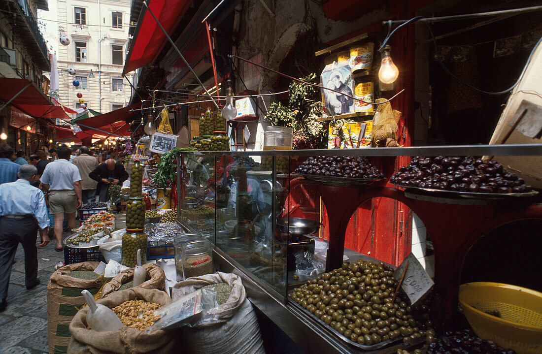 Oliven, Markt, Lebensmittel, Palermo, Sizilien Italien