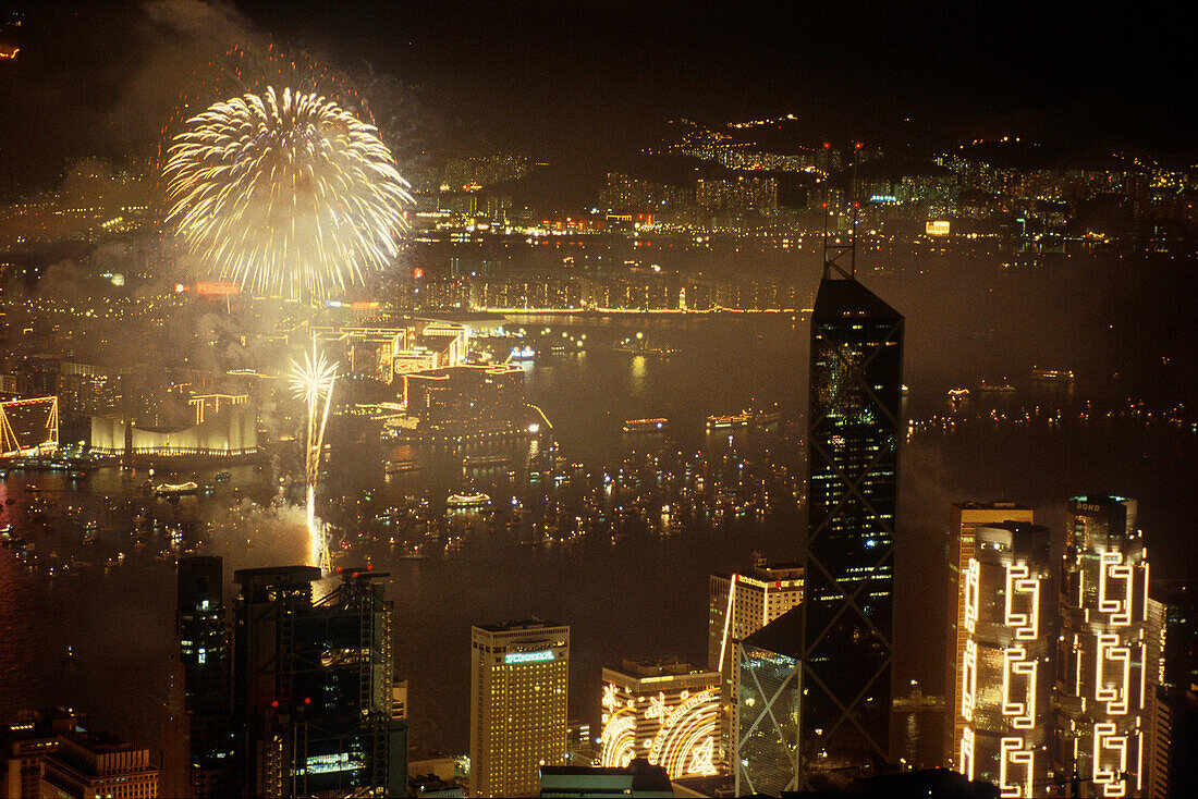 Silvesterfeuerwerk, Hongkong, China