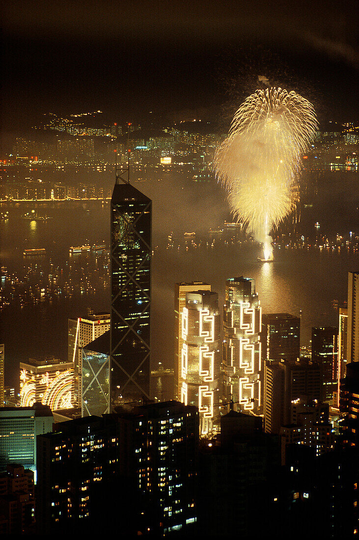 Silvesterfeuerwerk, Hongkong, China