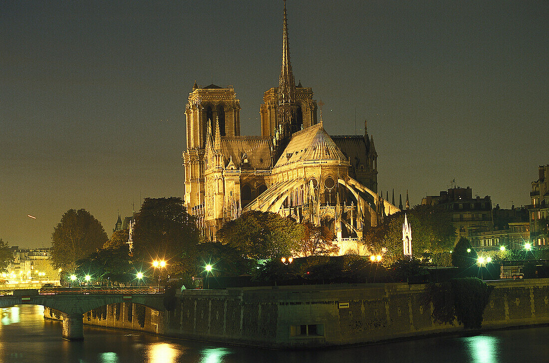 Kathedrale Notre-Dame de Paris bei Nacht, Paris, Frankreich