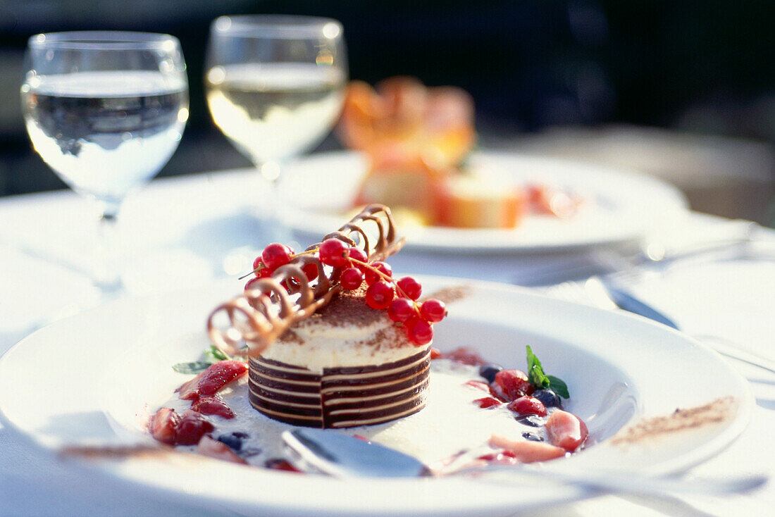 Dessert im Hotel Son Net, Puigpunyent, Mallorca, Spanien