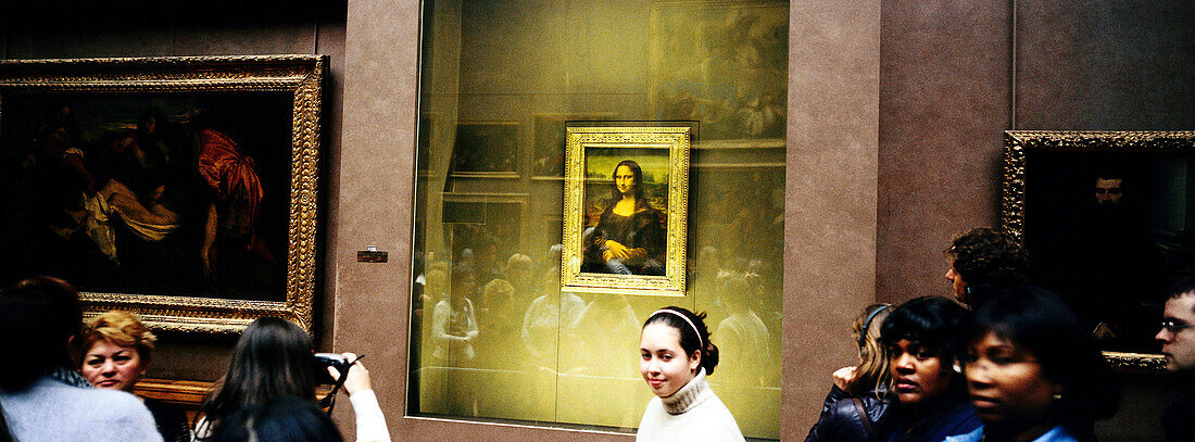 Mona Lisa, Menschen im Louvre, Paris, Frankreich, Europa