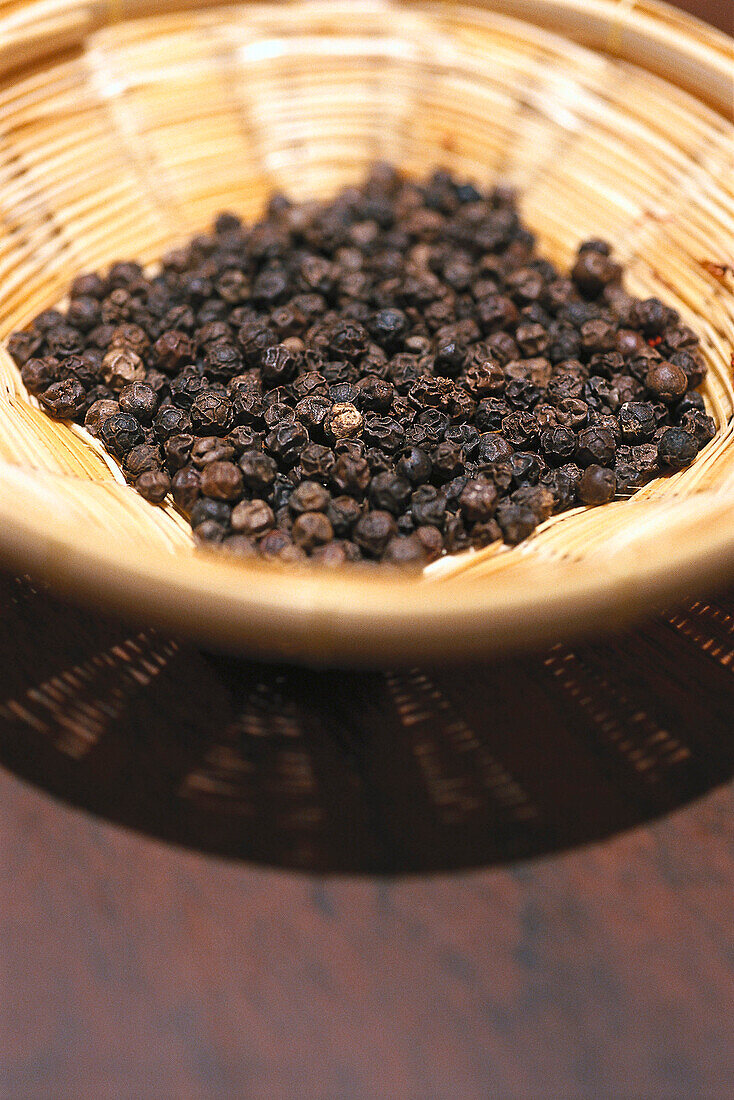 Juniper berries in a basket, Hotel Banyan Tree Spa, Bangkok, Thailand, Asia