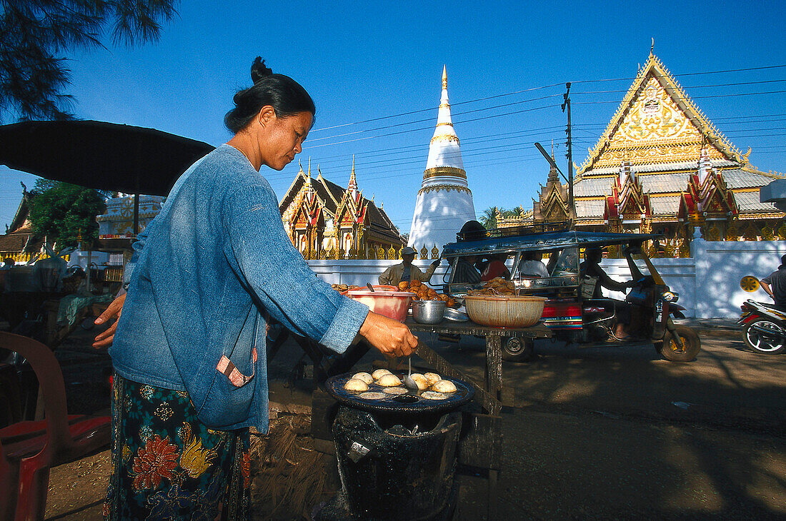 Garkueche vor Tempelanlage Wat Luang, Pakse, Suedlaos Laos