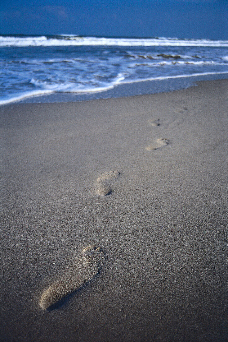 Footprints in the sand, China Beach, Danang, Vietnam, Asia