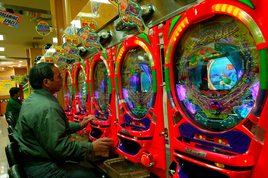 Typical Pachinko Hall, Tokyo, Japan