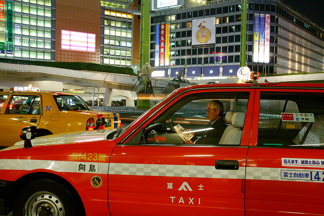 Taxis at Shinjuku station, Tokyo City Japan