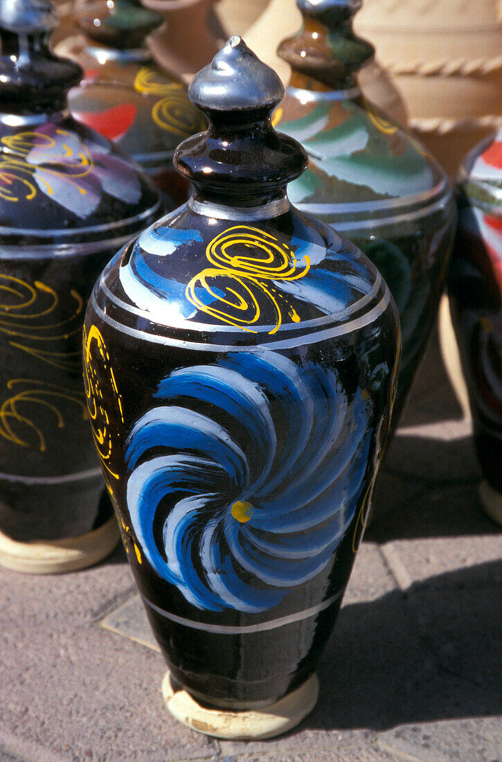 Souk, ceramic jugs on the market, Nizwa, Oman, Middle East, Asia