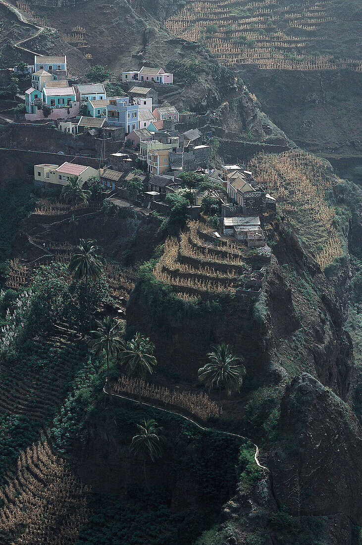 View over the village Gruzinha da Garca, Santo Antáo. Cape Verde