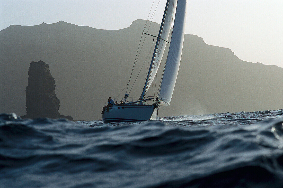 Sailingboat on the ocean at Saó Vicente, Cape Verde, Africa