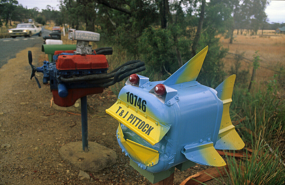 Funny mailboxes, Nullarbor, South Australia, Australia