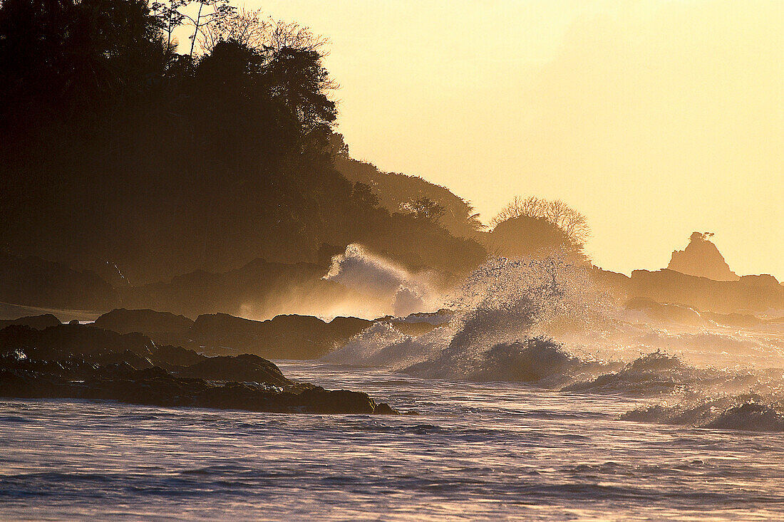 Sandy beach near Black Rock, Rocks and surf, north coast of Tobago, West Indies, Caribbean