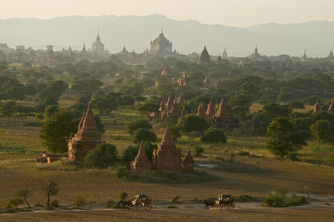 Sunset over the temples of Bagan, Myanmar