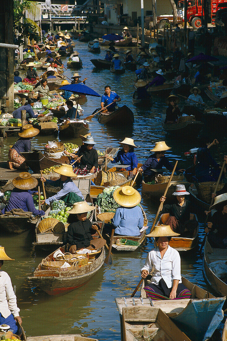 Schwimmender Markt, Bangkok, Thailand, Südostasien, Asien