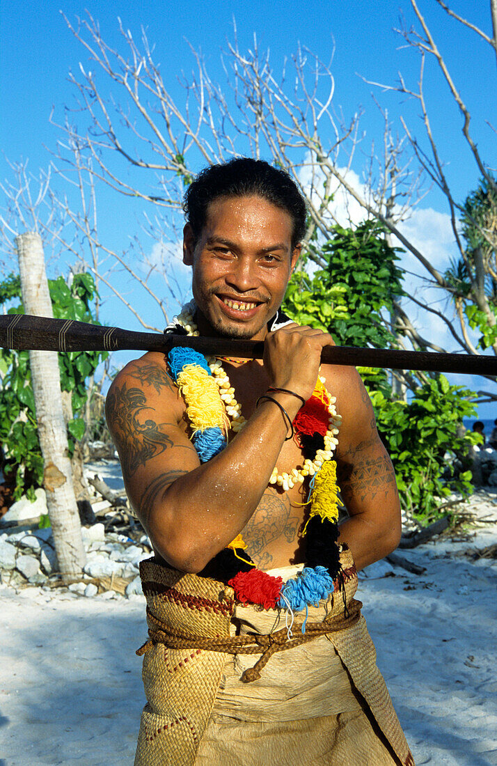 Man in traditional dress, Tikopia, Temotu Province, Solomon Islands, South Pacific