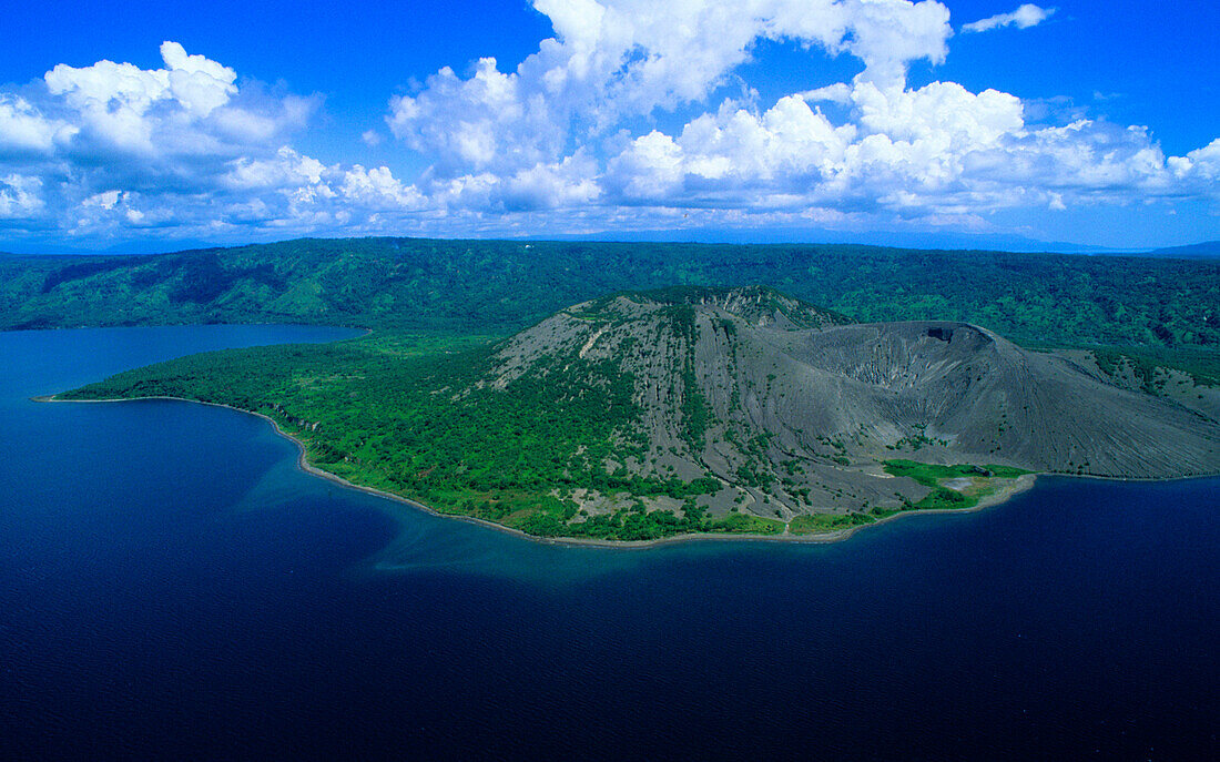Aerial view of a volcano, Rabaul, East New Britain, Papua New Guinea, Melanesia