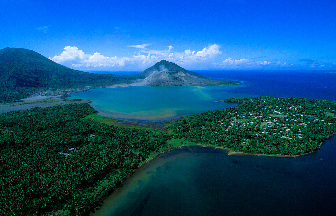 Volcano, Village, Aerial, Rabaul, Matupit, East New Britain Papua New Guinea, Melanesia