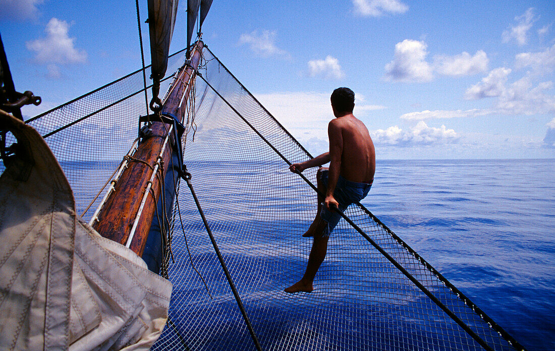 Sailor, Lookout, Traditional Sailing Ship, Open Ocean South Pacific