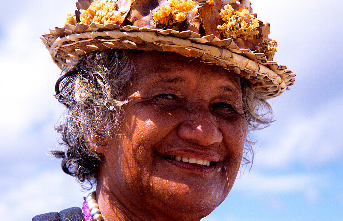 Lady, Head, Makemo, Tuamotu Islands French Polynesia, South Pacific