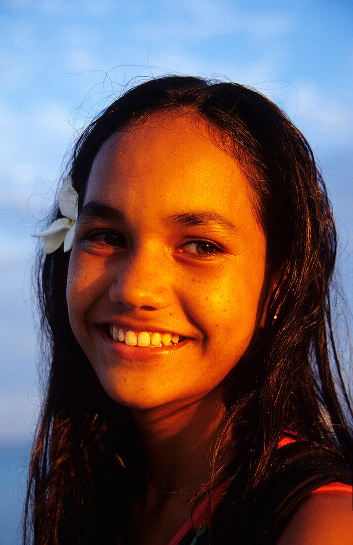 Beautiful Girl, Takapotu, Tuamotu Islands French Polynesia, South Pacific