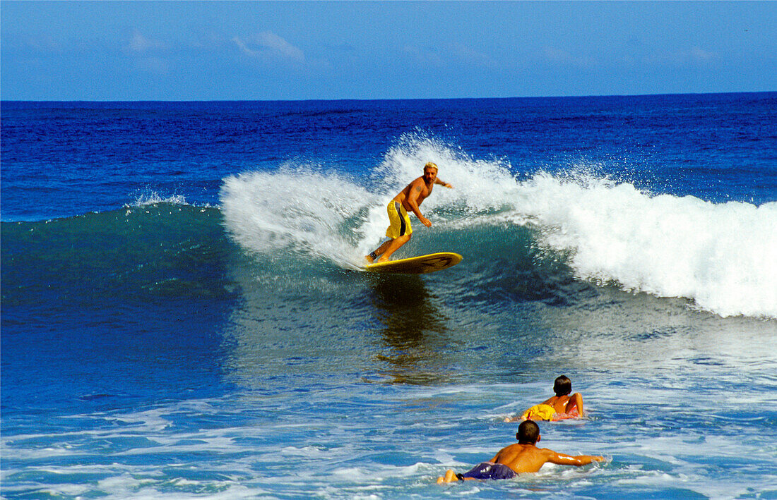 Surfer, Wave, Tahiti, Windward Islands French Polynesia, South Pacific
