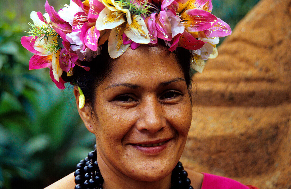 Flower, Lady, Ua Huka, Marquesas French Polynesia, South Pacific