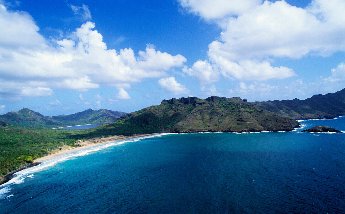 Beach, Aerial, HAA'ATUA TUA, Nuku HIva, Marquesas French Polynesia, South Pacific